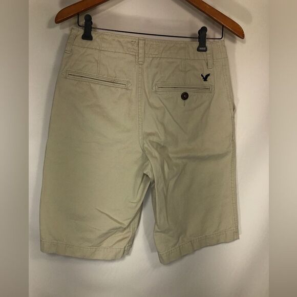 American Eagle Mens Longboard Shorts Size 26 Khaki Chino 100% Cotton - Picture 5 of 6